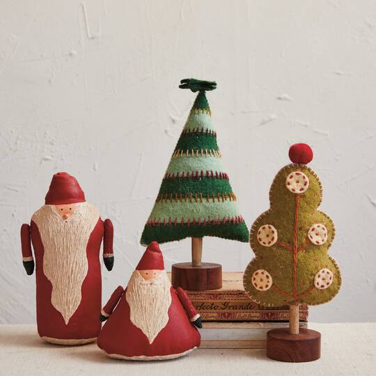 Hello Honey® 5.5" Red & Cream Hand-Painted Canvas Santa